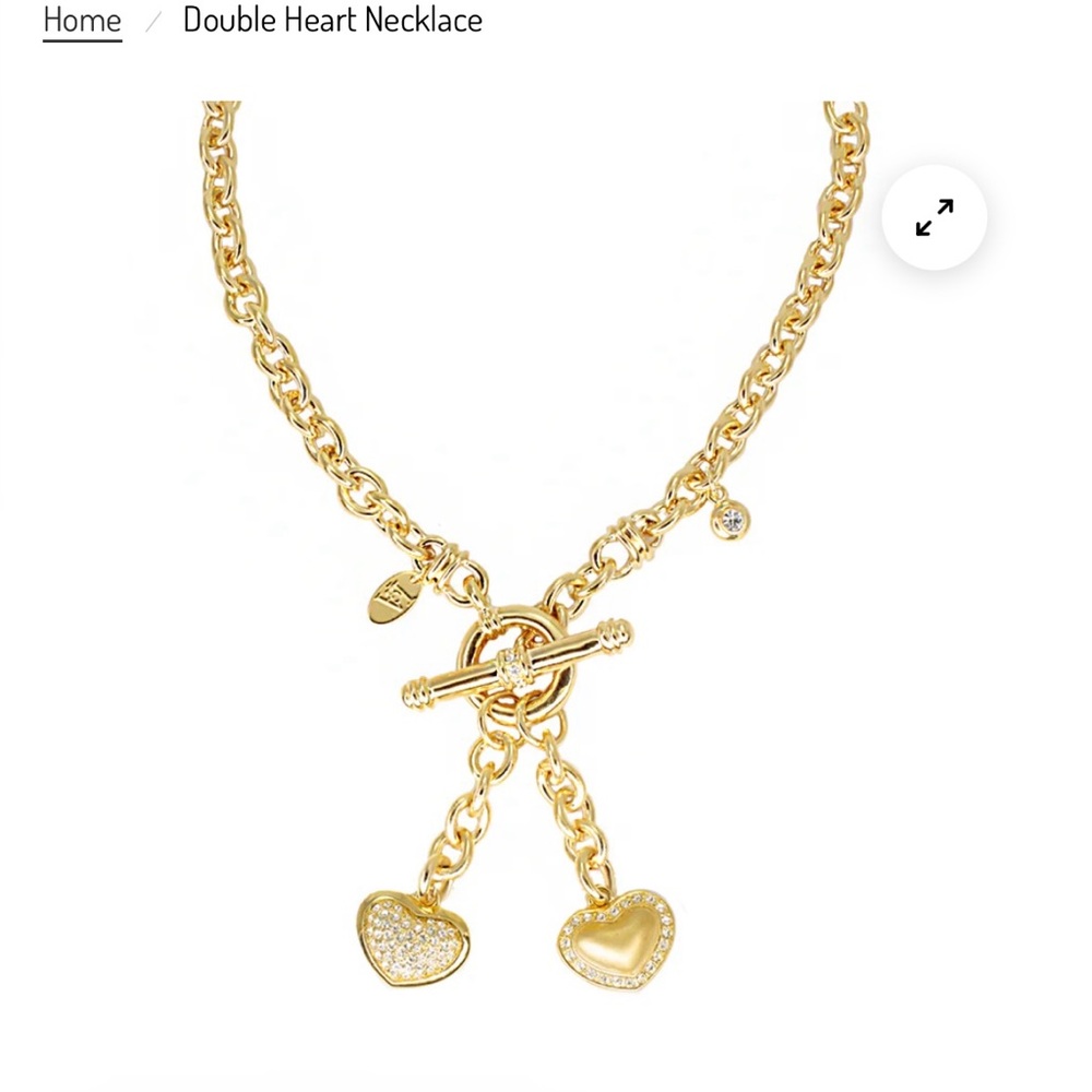 π LAUREN G ADAMS GOLD DOUBLE HEART NECKLACE! - Picture 2 of 11